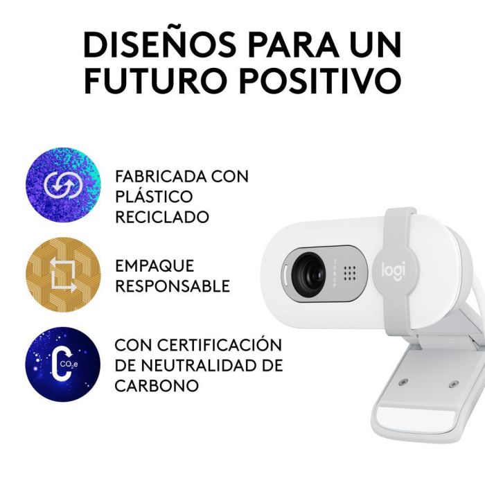 Logitech Webcam Brio 100 Blanco Full HD 1080p USB Plug and Play con Tapa de Privacidad Integrada 8