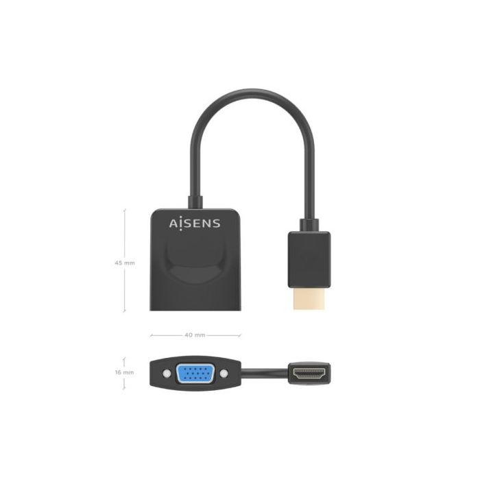 Conversor Aisens A122-0947/ HDMI Macho - SVGA Hembra/ 15cm/ Negro 3 Conversor Aisens A122-0947/ HDMI Macho - SVGA Hembra/ 15cm/ Negro 3
