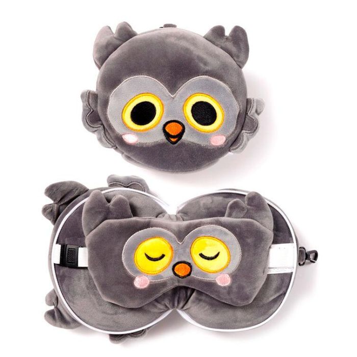 Puckator Almohada de Viaje y Antifaz Búho Winston Relaxeazzz Adoramals 95% Poliéster 5% Spandex