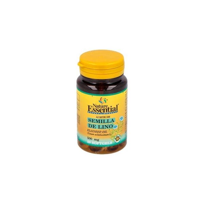 NATURE ESSENTIAL Aceite de Semillas de Lino 500mg, 50 Perlas – Complemento Alimenticio con Vitamina E