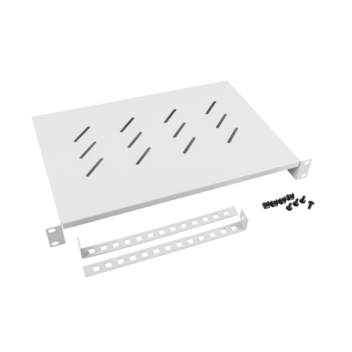 Lanberg AK-1004-S Cajón Metálico para Rack de 19 Pulgadas, Accesorio de Bastidor Gris con Capacidad 25 kg y 483x300mm