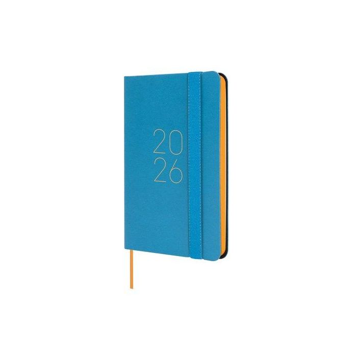 Agenda Anual (2026) Catalan Finocam Flexi Lisa Cosida Tapa Flexible Con Goma F2 82X127 S/V Apais. Blau