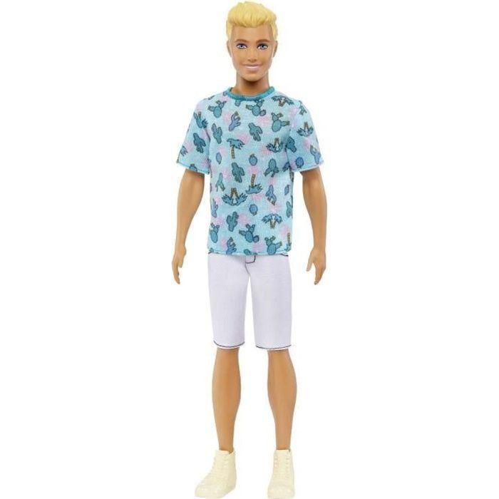 Barbie-Ken Fashionistas-Muñeco Rubio con Camiseta de Cactus HJT10