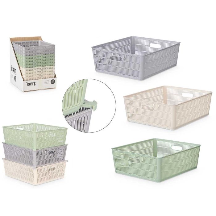 Caja Soporte Extensible Grande Kipit 38x33x12 cm, Plastico, Colores Beige/Gris/Verde, 12L (12 Unidades) Caja Soporte Extensible Grande Kipit 38x33x12 cm, Plastico, Colores Beige/Gris/Verde, 12L (12 Unidades)