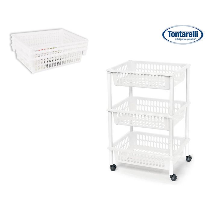 Tontarelli Carrito Verdulero 3 Cestos 40 x 29 x 62 cm Blanco Mito 3 (12 Unidades) Tontarelli Carrito Verdulero 3 Cestos 40 x 29 x 62 cm Blanco Mito 3 (12 Unidades)