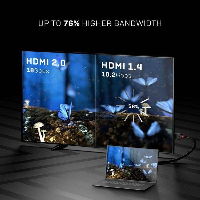 Lindy Cable HDMI Alta Velocidad Black Line 0.5m para 4K UHD 60Hz, 18Gbps, Audio 32 Canales y Dolby True HD 4