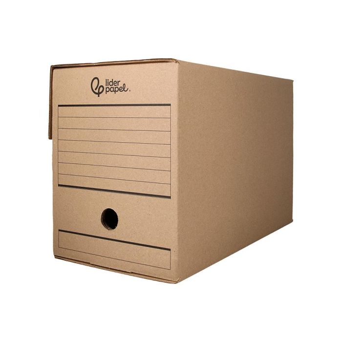 Caja Archivo Definitivo Liderpapel Folio Doble Ancho Carton Reciclado 400 gr-M2 Lomo 200 mm Kraft 367x200x251 mm 4