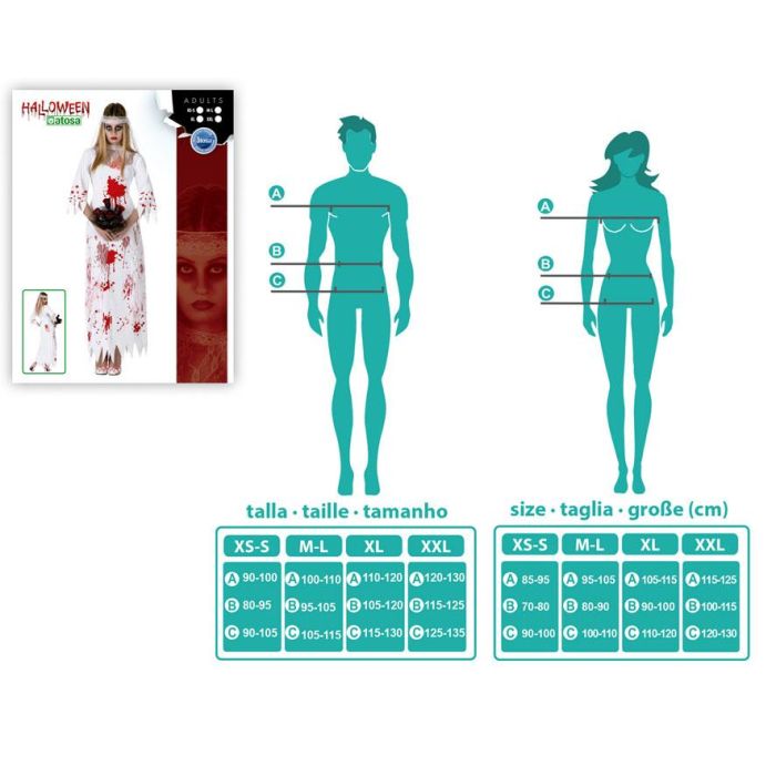 Disfraz Novia Sangrienta Mujer Adulto Zombie Blanco XL 1