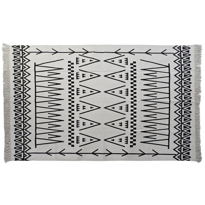 Alfombra DKD Home Decor 160 x 250 x 0,7 cm Negro Poliéster Algodón Blanco Ikat Boho