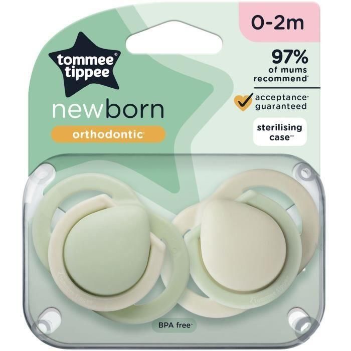 Chupete - TOMMEE TIPPEE - Recién nacido 0-2 meses - Juego de 2 - Con protector para pezones y collarín miniatura 3