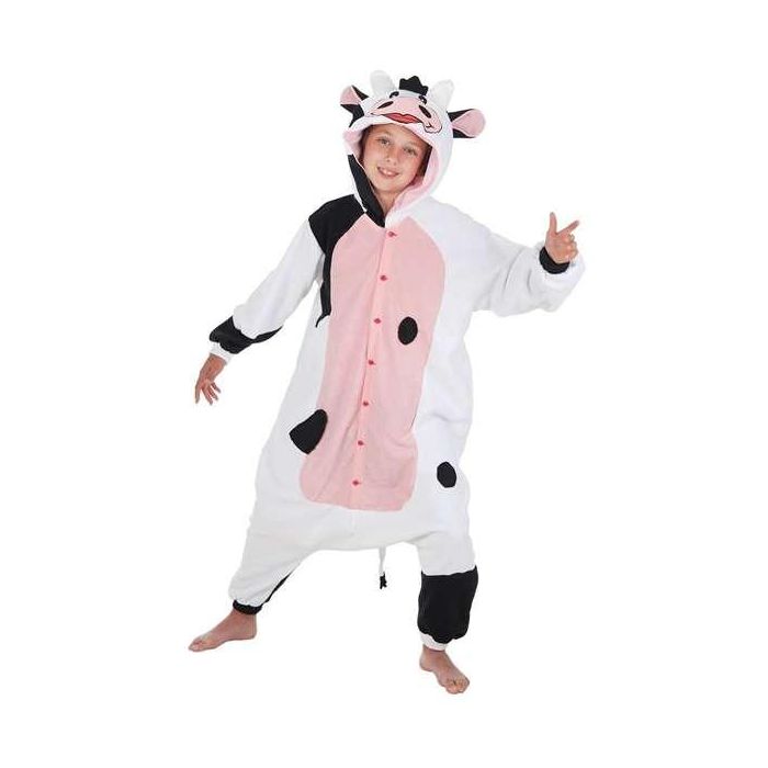 Creaciones Llopis Disfraz de Vaca Infantil Divertida para Niños - Mono con Capucha - Talla 1 (3-5 Años) / Talla Ropa 4-6 Años