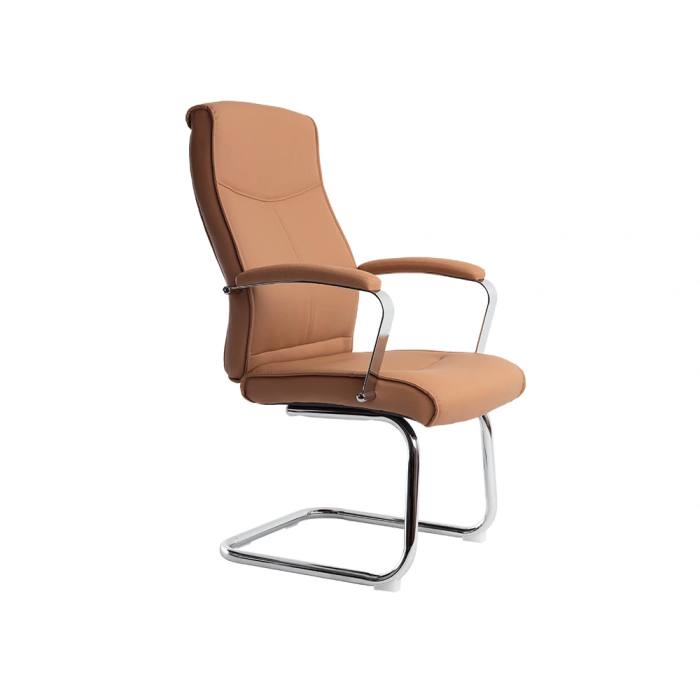 Q-connect Silla de Escritorio Modelo Ena Simil Piel Base Metálica Crema [530x800x520 mm] 4