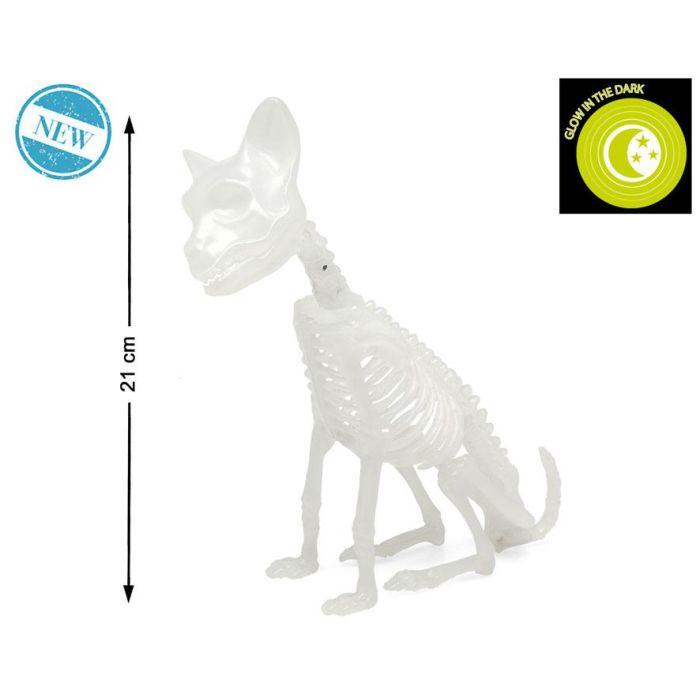 Decoración Halloween Gato Esqueleto que Brilla en la Oscuridad, Plástico Translúcido, Ideal para Entradas y Mesas 0 Decoración Halloween Gato Esqueleto que Brilla en la Oscuridad, Plástico Translúcido, Ideal para Entradas y Mesas 0