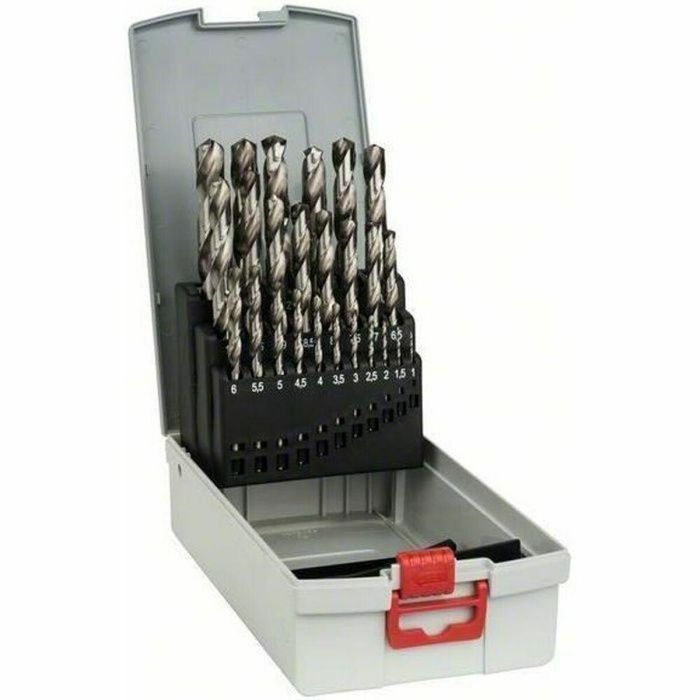 Bosch Surtido ProBox de Brocas para Metal HSS-G Rectificadas, 25 Piezas, Rango de Diámetros 1-13 mm, Angulo de 135°, Norma DIN 338
