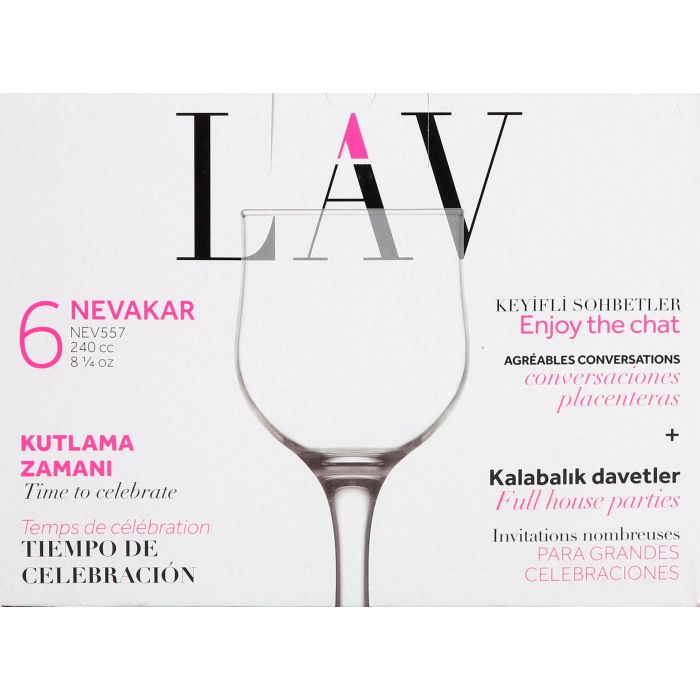 Lav Set 6 Copas Vino Tinto 240cc Ø7x7x16.5 cm (4 Cajas)