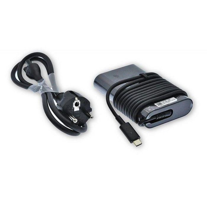 Dell Adaptador de corriente AC 65W 19.5V con conector de 3 pines y puerto USB Tipo C compatible con cable de alimentación C6 3