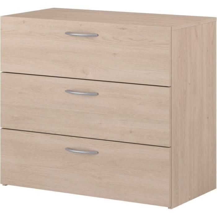 Cómoda - EASY LIFE - 3 cajones - Roble - 78,2 x 69,3 x 40,8 - PARISOT 2