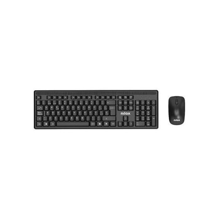 Nilox NXKMWE011 Combo Teclado + Ratón Inalámbrico Negro, 1600 DPI, Layout Español, Compatible con Windows, Linux y MAC OS