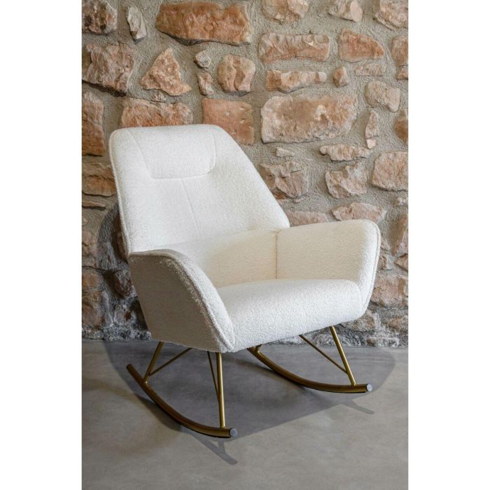 DKD Home Decor Sillón Mecedora Scandi Borreguito Poliéster Metal Blanco Dorado 73x75x97 cm 7 DKD Home Decor Sillón Mecedora Scandi Borreguito Poliéster Metal Blanco Dorado 73x75x97 cm 7