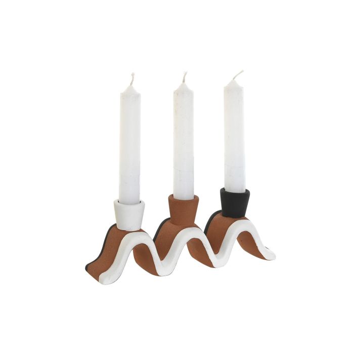 DKD Home Decor Candelabro Moderno Terracota Multicolor Ceramica 4 Unidades 5.3 x 7.6 x 20.4 cm 1
