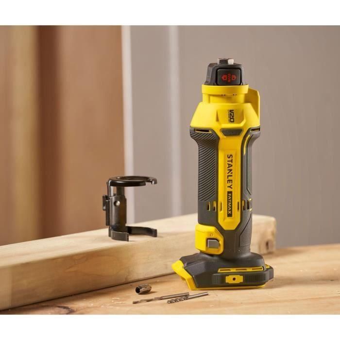 Stanley Fatmax SFMCE200B-XJ Fresadora de placas de yeso 18V, 26000 rpm, Luz LED, Brocas Incluidas 1