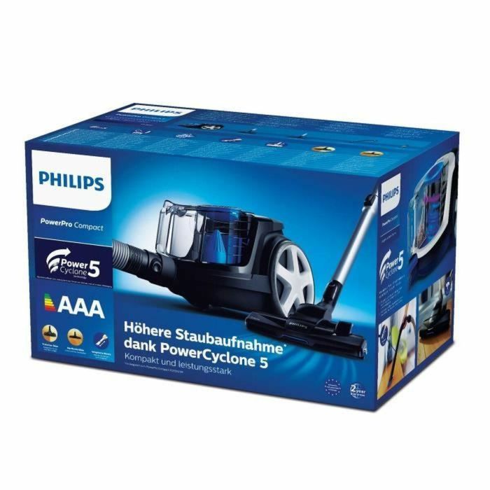 Aspirador de bidón sin bolsa - PHILIPS FC9331/09 - 900 W - 1,5 L - Negro y azul intenso 1