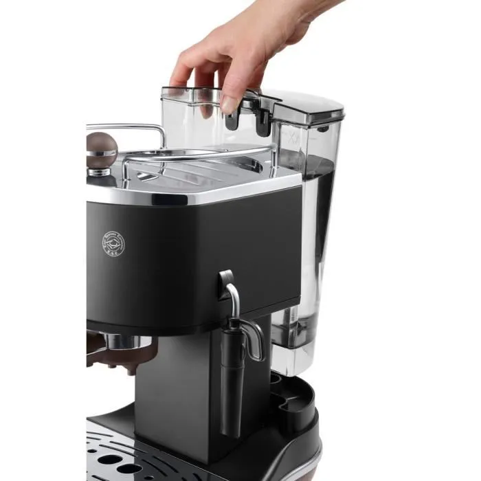 Delonghi ECOV 310.BK Cafetera Espresso Classic Icona Vintage - Negro Mate / Chocolate - 1100W, 15 Bares, Depósito 1.4L 1