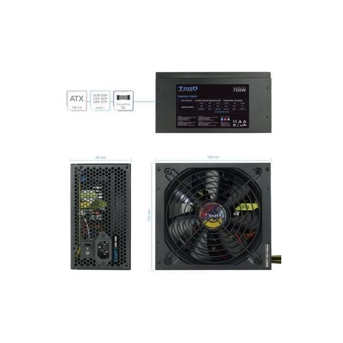 TooQ TQAPOLO-700SP unidad de fuente de alimentación 700 W 20+4 pin ATX ATX Negro 2 TooQ TQAPOLO-700SP unidad de fuente de alimentación 700 W 20+4 pin ATX ATX Negro 2