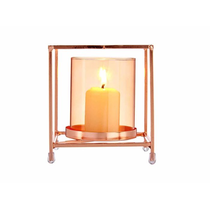Base para Vela de Cristal Cuadrado Ámbar con Metal Cobre 11x12x11 cm - Giftdecor (8 Unidades) 3 Base para Vela de Cristal Cuadrado Ámbar con Metal Cobre 11x12x11 cm - Giftdecor (8 Unidades) 3