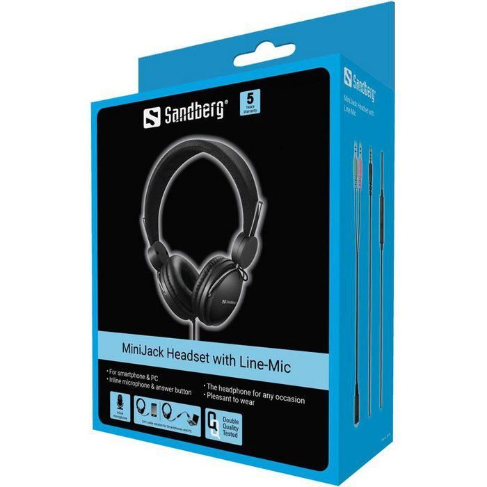 Sandberg MiniJack Headset with Line-Mic 6 Sandberg MiniJack Headset with Line-Mic 6