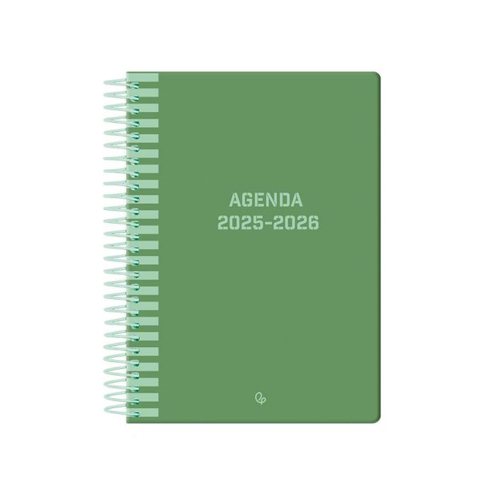 Agenda Escolar Liderpapel 25-26 Espiral Classic Verde Semana Vista A5 Bilingüe Papelfsc 70 gr 1