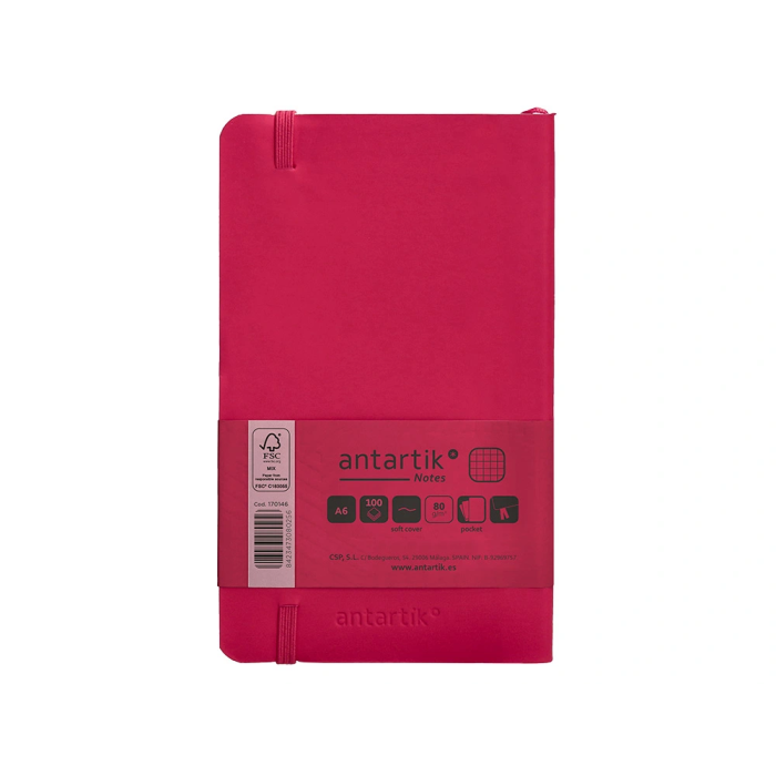 Antartik Cuaderno A6 Tapa Blanda Cuadriculado Burdeos 100 Hojas 80gr FSC 2