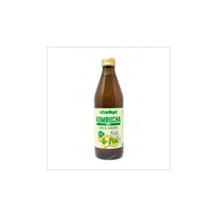 VOELKEL Kombucha Lima y Jengibre Bio 330 ml - Bebida Fermentada Ecológica Refrescante, Baja en Azúcar