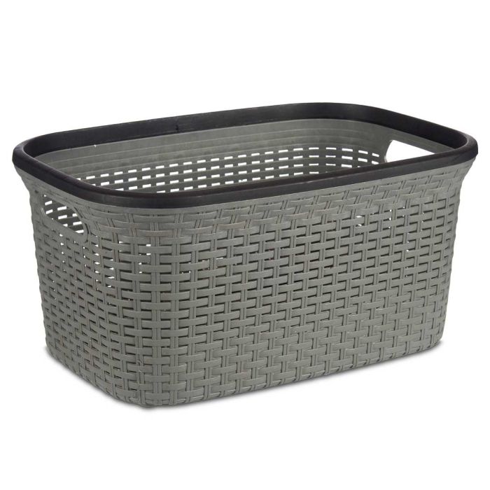 Cesta Plastico Rattan Ropa 36L Gris Kipit 36X25CM (12 Unidades) 1 Cesta Plastico Rattan Ropa 36L Gris Kipit 36X25CM (12 Unidades) 1