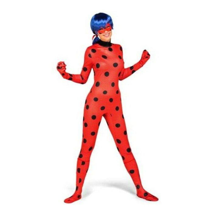 Disfraz ladybug con mono, guantes, cubre botas, antifaz, peluca, yo-yo y pendientes talla XS