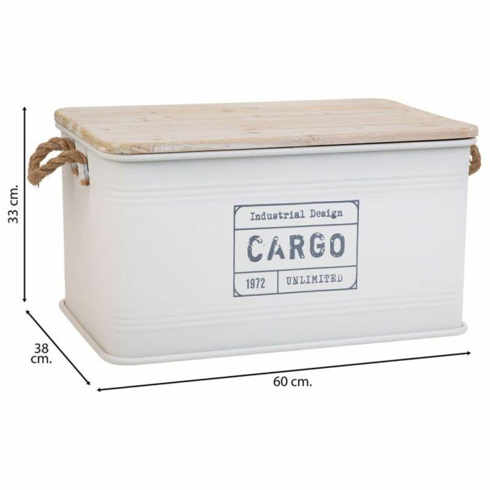 Baúl Alexandra House Living Cargo Blanco Cáñamo Metal Madera de abeto 38 x 60 x 33 cm 6