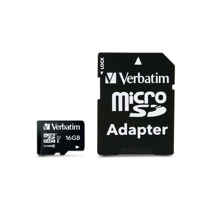 Verbatim MicroSDHC 16GB Clase 10 Tarjeta de Memoria de Alta Velocidad para Smartphones, GPS y Cámaras con Adaptador SD