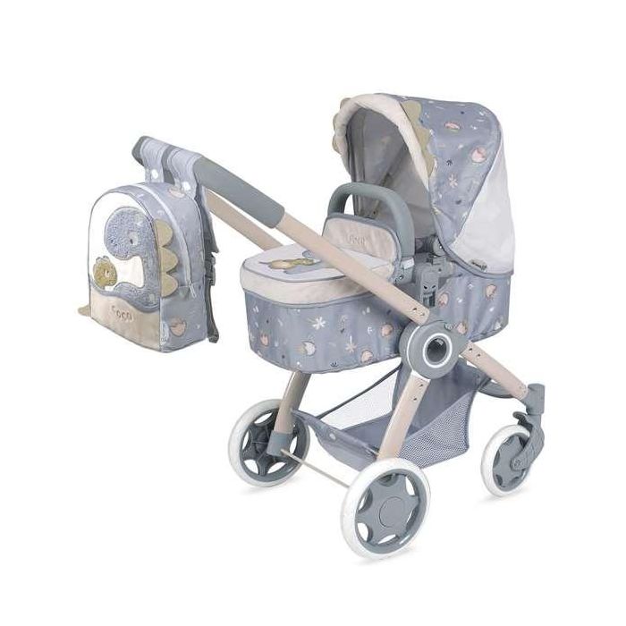 Coche de muñeca 3x1 plegable coco con mochila para muñecas de hasta 48 cm 41x62x70 cm Coche de muñeca 3x1 plegable coco con mochila para muñecas de hasta 48 cm 41x62x70 cm