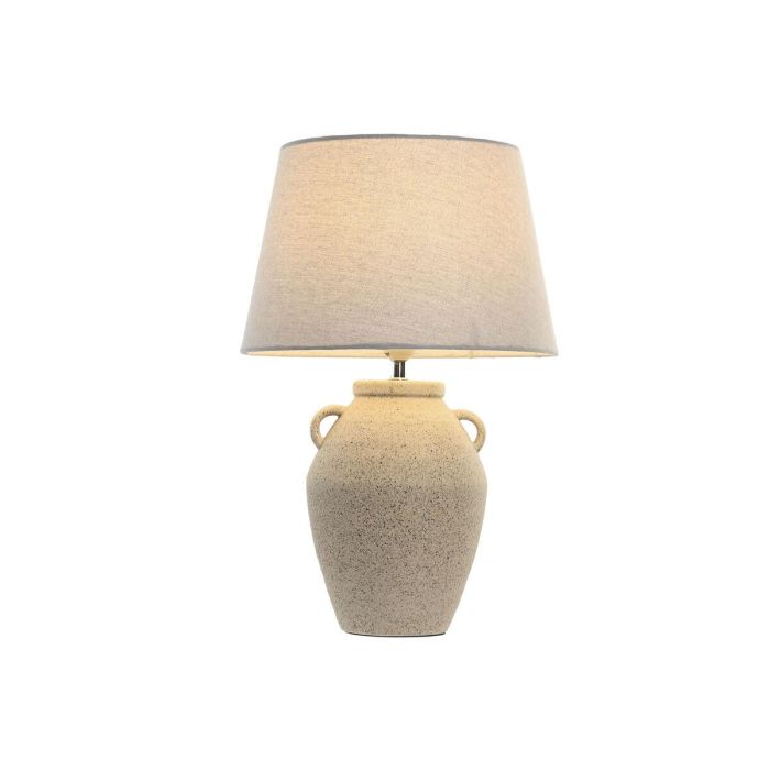 DKD Home Decor Lámpara Sobremesa Shabby Chic Blanco Rozado Gres Lino 33x50x33 cm E27 50W 3