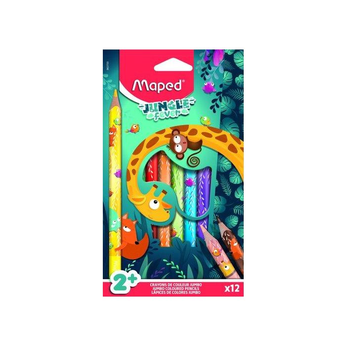 Lapices De Colores Maped Jungle Fever Jumbo Estuche De 12
