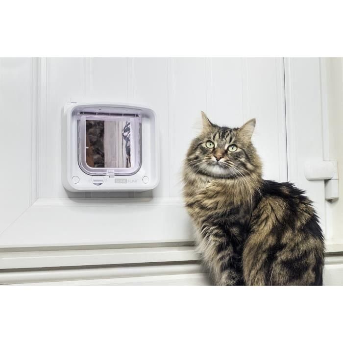 Sureflap iDSCFWT Gatera Conectada para Gatos con Chip Electrónico - Compatible con Hub y App Sure Petcare, Control Remoto, Blanco 1
