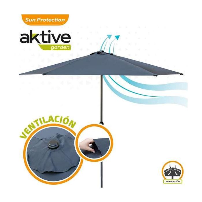 Parasol terraza 300 cm con chimenea y mástil de aluminio 3,8 cm color antracita 4 Parasol terraza 300 cm con chimenea y mástil de aluminio 3,8 cm color antracita 4