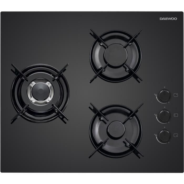 DAEWOO BH6GKR21BNL Placa de Gas 3 Fuegos 60 cm Negra
