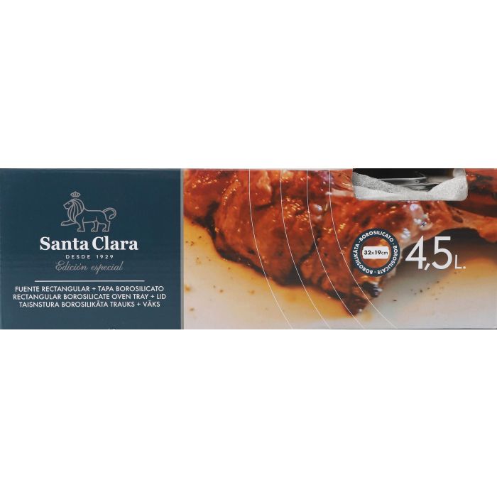 Fuente rectangular para horno Borosilicate con tapa 4.5L - Inde (2 Unidades) 1