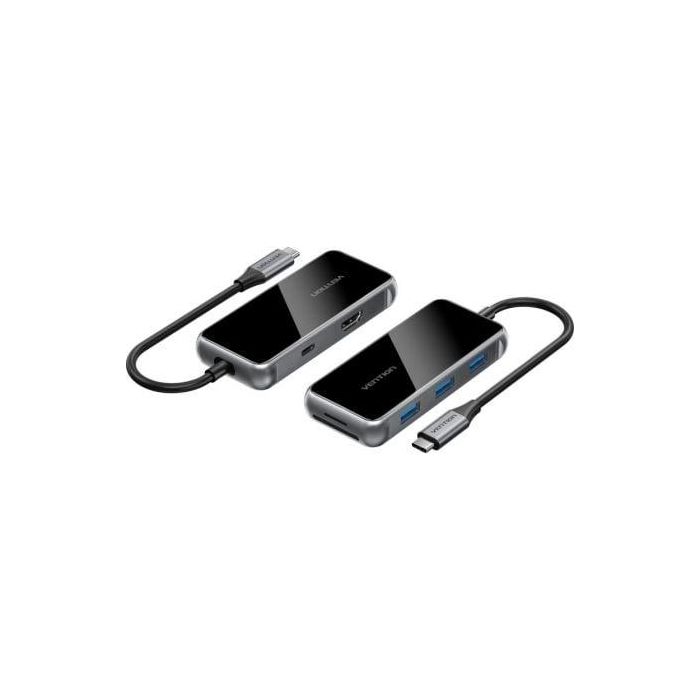 Vention TFMHB Docking Station USB-C con HDMI, 3x USB 3.0, USB-C Power Delivery 100W, Lector Tarjetas SD/MicroSD, Gris Vention TFMHB Docking Station USB-C con HDMI, 3x USB 3.0, USB-C Power Delivery 100W, Lector Tarjetas SD/MicroSD, Gris