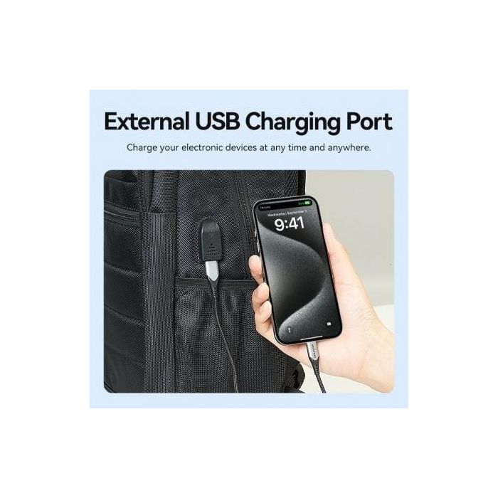 Mochila Vention KRKB0 para Portátiles hasta 17"/ Impermeable/ Puerto USB/ Antirrobo/ Negra 4 Mochila Vention KRKB0 para Portátiles hasta 17"/ Impermeable/ Puerto USB/ Antirrobo/ Negra 4