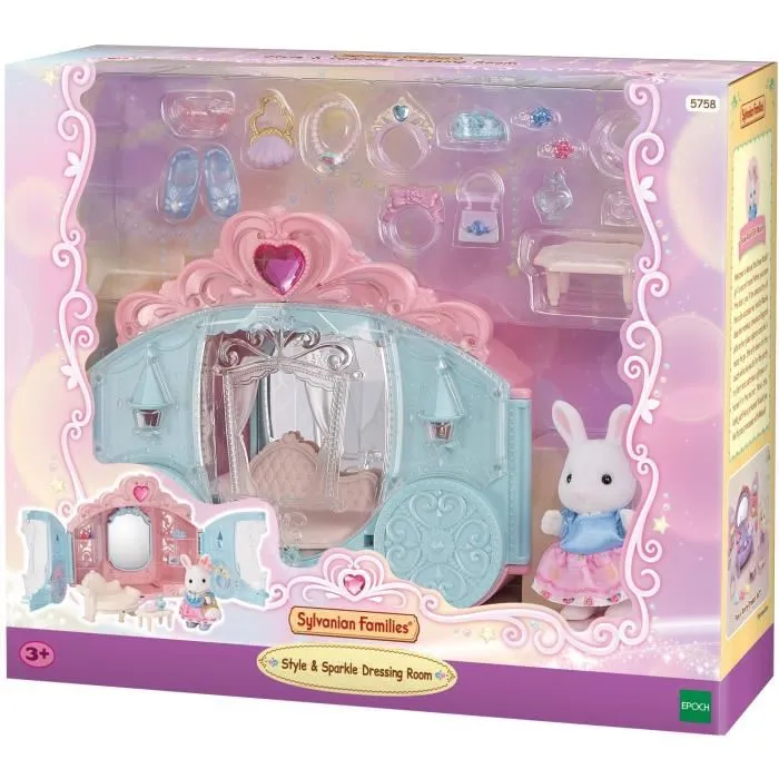 Sylvanian Families SYL5054131057582 Playset Vestirse de Princesa Carruaje y Niña Conejo de Nieve 1