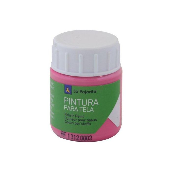 La Pajarita Pintura para tela magenta 25 ml termofijable, apta para fibras sintéticas, fácil limpieza con agua