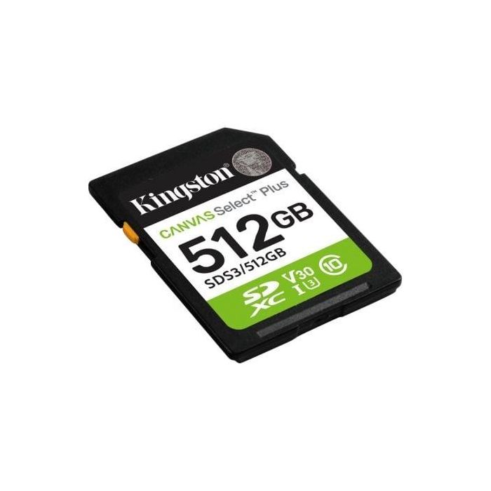 Kingston SDS3/512GB Tarjeta de Memoria Canvas Select Plus 512GB SDXC Clase 10 U3 V30 150MB/s para Full HD 1 Kingston SDS3/512GB Tarjeta de Memoria Canvas Select Plus 512GB SDXC Clase 10 U3 V30 150MB/s para Full HD 1