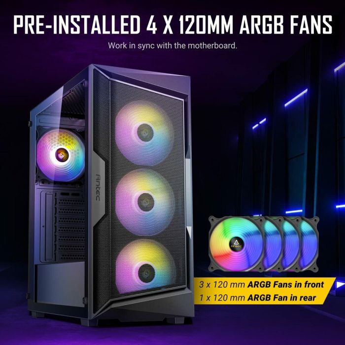 Antec AX61 Elite Midi Tower Negra para PC con 3 Ventiladores Frontales y 1 Trasero Preinstalados, Soporte 2.5/3.5" HDD/SSD 6 Antec AX61 Elite Midi Tower Negra para PC con 3 Ventiladores Frontales y 1 Trasero Preinstalados, Soporte 2.5/3.5" HDD/SSD 6